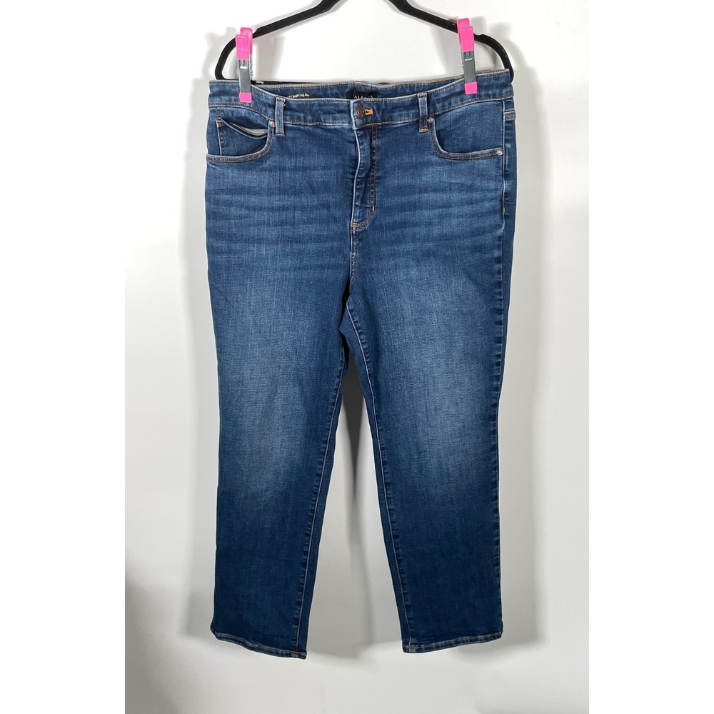 Talbots Straight Leg Jeans 16P Amagansett Wash Blue Denim Stretch Petite